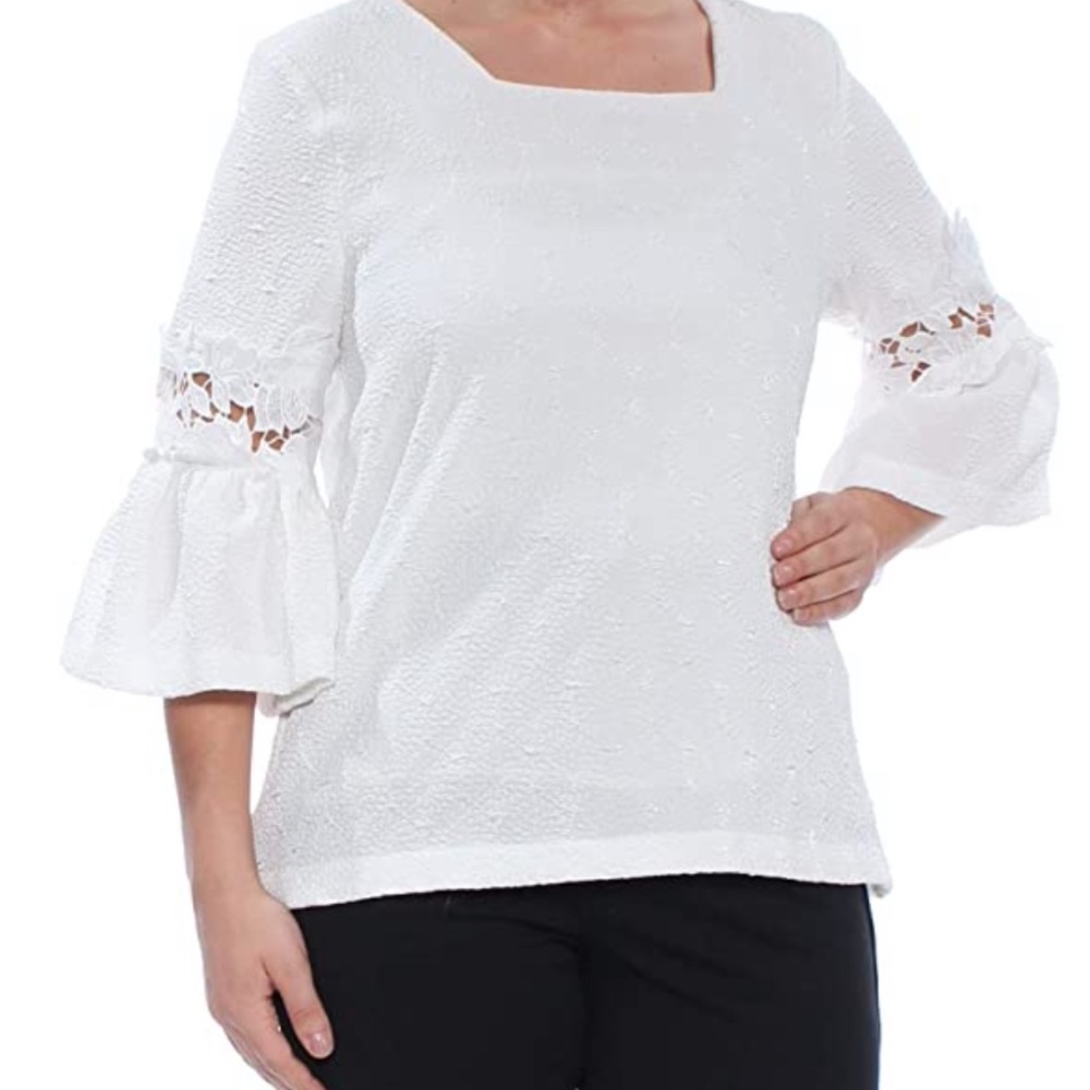 CK Gorgeous Square Neck Blouse with Lace Detail